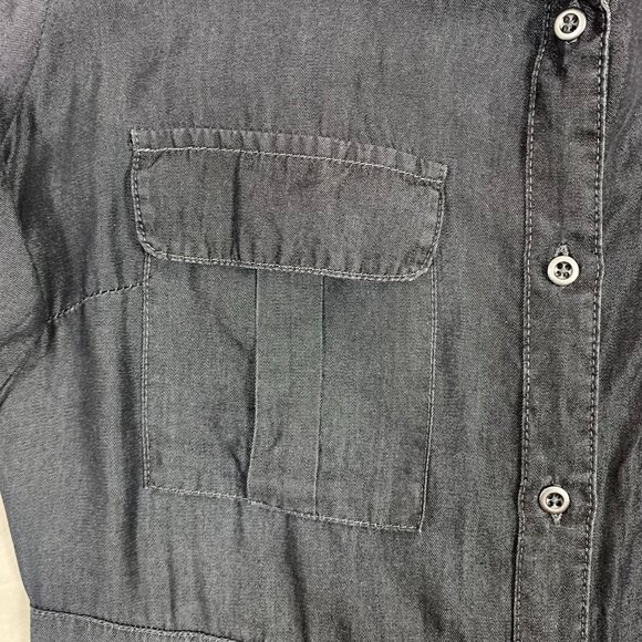 long sleeve shirt dress dark grey button down tunic sz SMby STANDARD GRACE - Picture 4 of 16